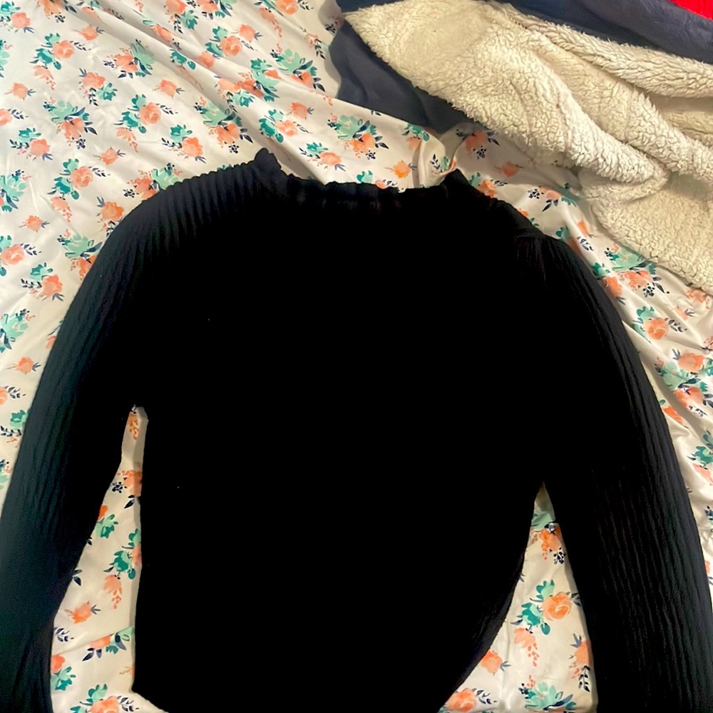 Black long sleeved crop top